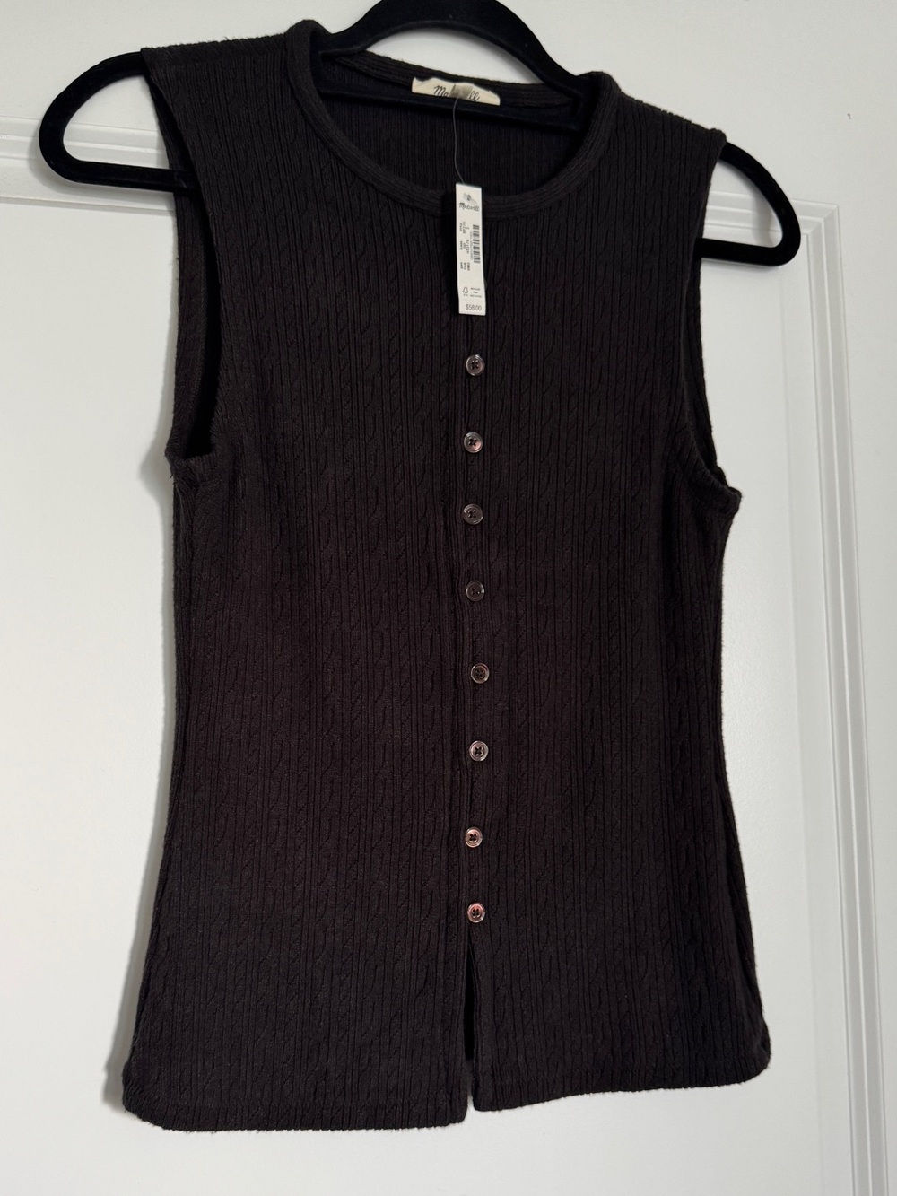 MADEWELL Women’s Pointelle Cutaway Vest Heather Molasses Size Small NY278 *NOTE* - Picture 6 of 10